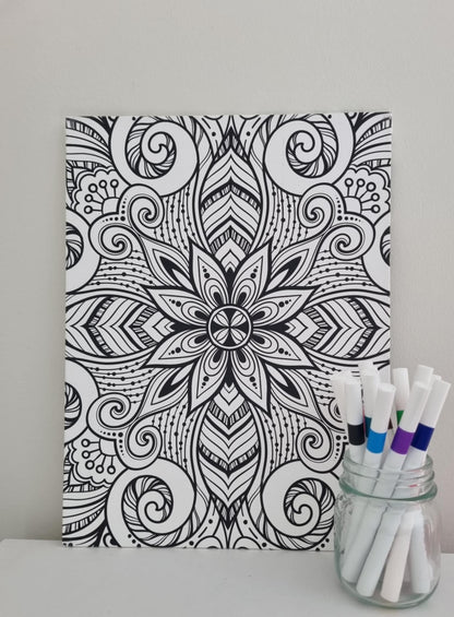 Canvas board with abstract design and acrylic markers DIY art kit by Creative Box