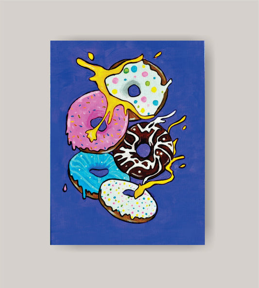 DIY donut painting kit with canvas, paints, brushes, apron, and step-by-step tutorial by Creative Box
