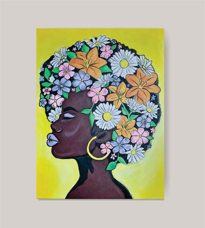 DIY floral hair painting kit with canvas, paints, brushes, apron, and step-by-step tutorial by Creative Box