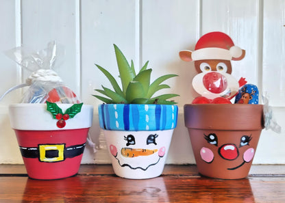 DIY mini pot painting kit with pots, paints, brushes, apron, and step-by-step instructions by Creative Box