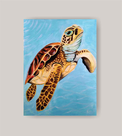 DIY sea turtle painting kit with canvas, paints, brushes, apron, and step-by-step tutorial by Creative Box