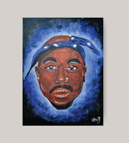 DIY Tupac portrait painting kit with canvas, paints, brushes, apron, and step-by-step tutorial by Creative Box