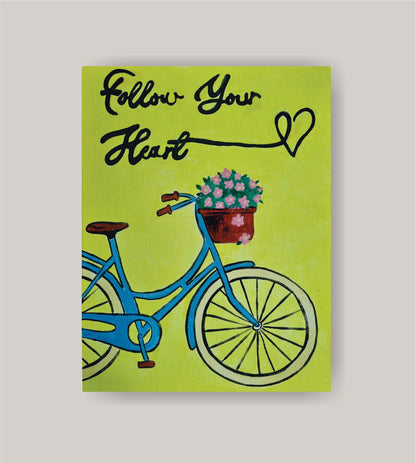 DIY vintage bicycle painting kit with canvas, paints, brushes, apron, and step-by-step tutorial by Creative Box